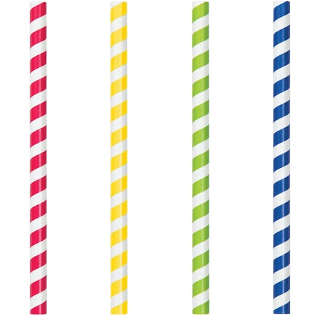 7.75 Striped Paper Smoothie Straws, 7.75, 480PK